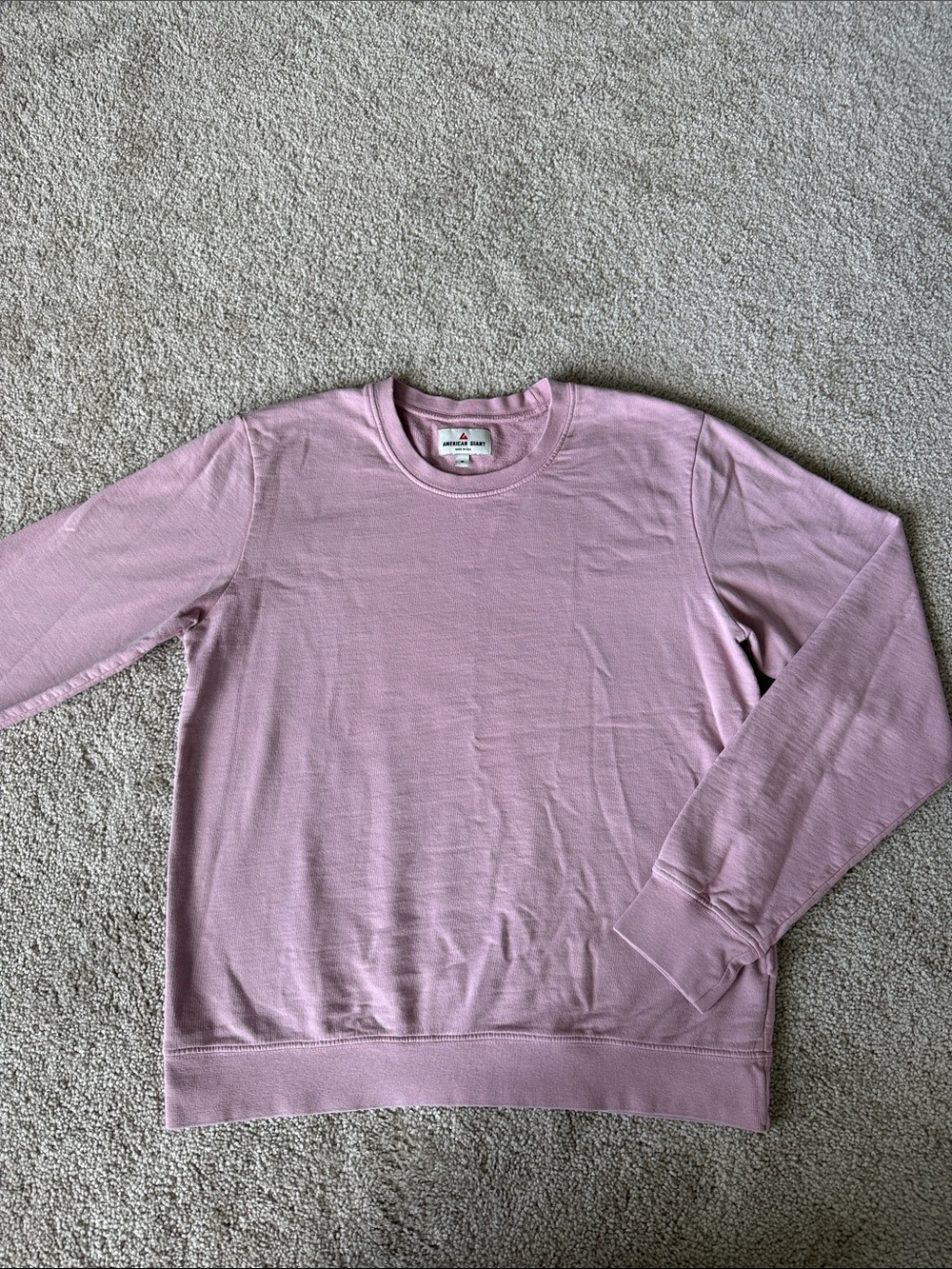 American Giant Pink Crewneck Cotton Sweatshirt